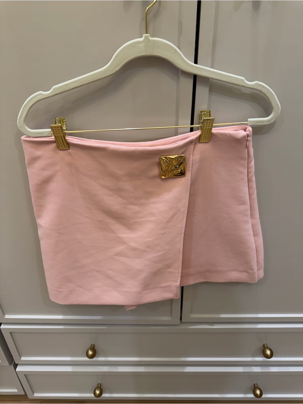 Zara Light Pink Mini Skirt with Gold Plaque